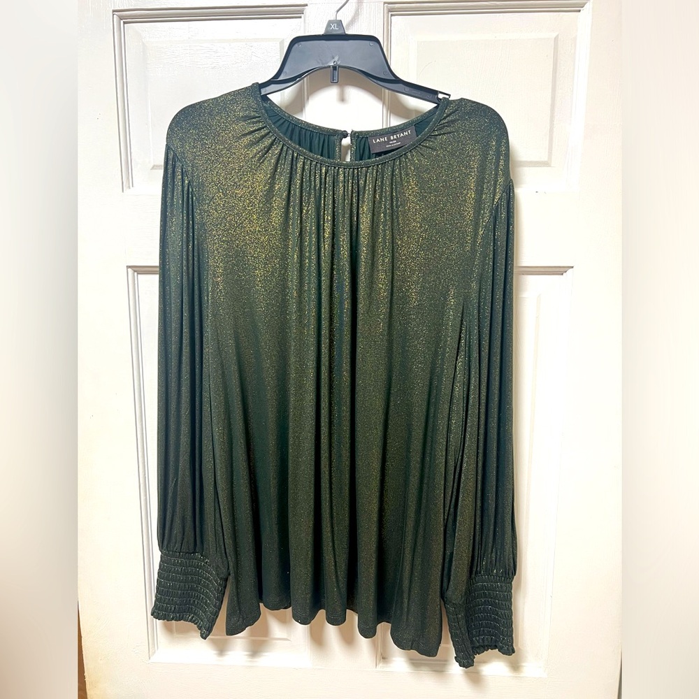 Beautiful green/gold dress shirt. Lane Bryant 18/20. Cuff sleeves. New